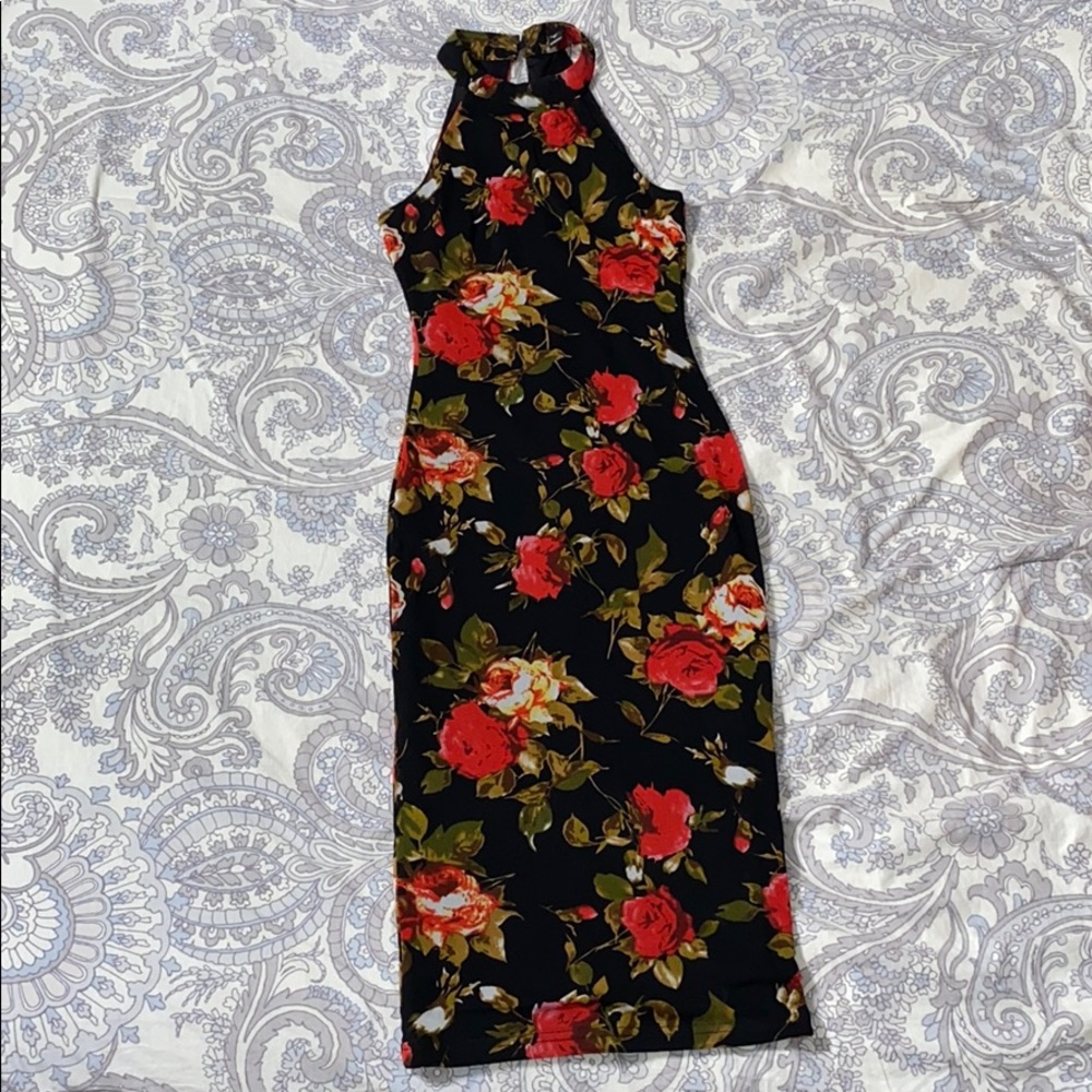 Floral Halter Bodycon Dress